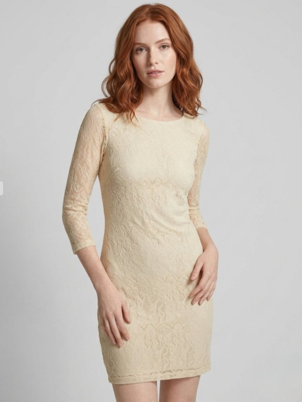 Urban Outfitters Pins & Needles XS Lace Overlay Dress Cream Round Open Back